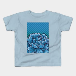 blue peony 80s retro cartoony style Kids T-Shirt